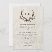Invitation Boho rustique Boho Antlers Monogram Mariage (Devant)