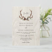 Invitation Boho rustique Boho Antlers Monogram Mariage (Debout devant)