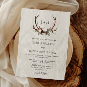 Invitation Boho rustique Boho Antlers Monogram Mariage