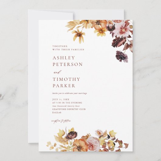 Invitation Boho Rustique Boho Floral Mariage (Devant)