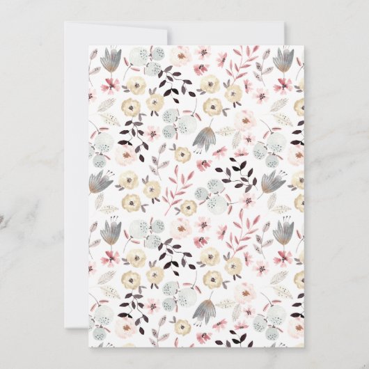 Invitation Boho rustique Botanique Blanc Gris Fête des mariée (Dos)