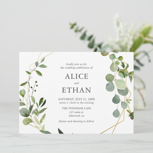 Invitation Boho rustique Botanique Mariage de verdure (Debout devant)