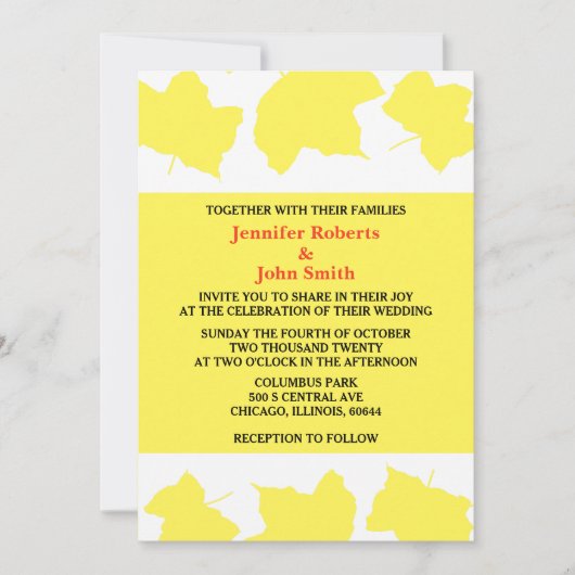Invitation Boho rustique Chute Jaune Feuille coloré (Devant)