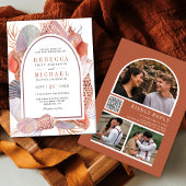 Invitation Boho Rustique Coquillages Nautique QR Code Mariage