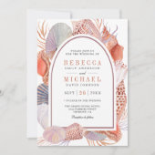 Invitation Boho Rustique Coquillages Nautique QR Code Mariage (Devant)