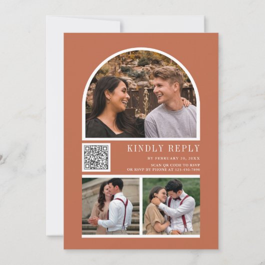 Invitation Boho Rustique Coquillages Nautique QR Code Mariage (Dos)