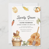 Invitation Boho Rustique Cultivé Localement Baby shower De Po (Devant)