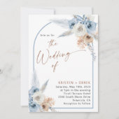 Invitation Boho Rustique Dusty Blue Floral Arch Mariage (Devant)