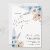 Invitation Boho Rustique Dusty Blue Floral Mariage (Devant)