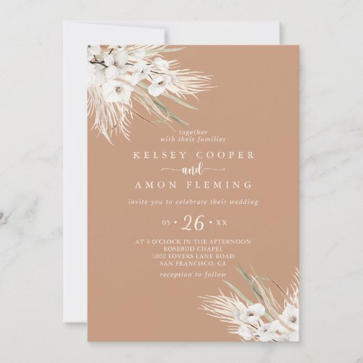 Invitation Boho rustique Elégant Floral Mariage Décontracté (Devant)