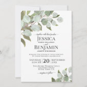 Invitation Boho rustique Eucalyptus & Verdure Mariage élégant (Devant)