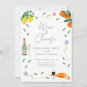 Invitation Boho Rustique Fête de Fiançailles Vin et Fromage (Devant)