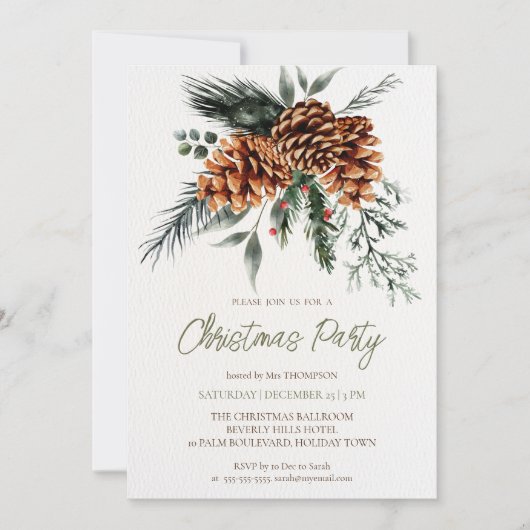 Invitation Boho rustique fête de Noël (Devant)