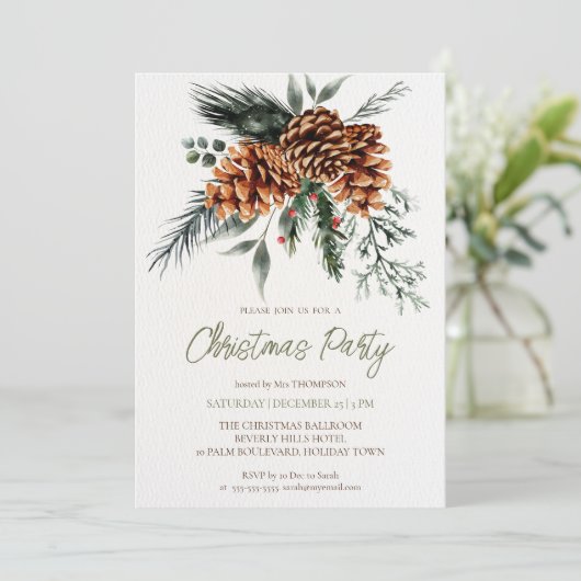 Invitation Boho rustique fête de Noël (Debout devant)