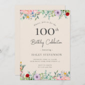 Invitation Boho rustique fleur sauvage 100e anniversaire Simp (Devant / Derrière)