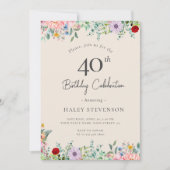 Invitation Boho rustique fleur sauvage 40e anniversaire Simpl (Devant)