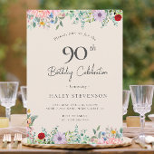 Invitation Boho rustique fleur sauvage 90e anniversaire Simpl