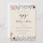 Invitation Boho rustique fleur sauvage 99e anniversaire Simpl (Devant)
