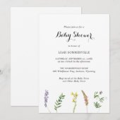 Invitation Boho Rustique Fleur sauvage Floral Élégant Baby sh (Devant / Derrière)