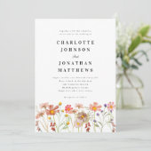 Invitation Boho Rustique Fleur sauvage Floral QR Code (Debout devant)