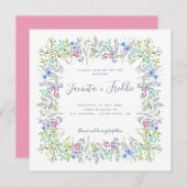 Invitation Boho rustique fleuri aquarelle cornflowers Mariage (Devant / Derrière)