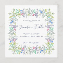 Boho rustique fleuri aquarelle cornflowers Mariage