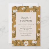 Invitation Boho Rustique Fleurs de Marguerite Jaune Moutarde (Devant)
