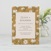 Invitation Boho Rustique Fleurs de Marguerite Jaune Moutarde (Debout devant)