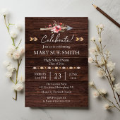 Invitation Boho Rustique Floral Grain Graduation