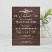 Invitation Boho Rustique Floral Grain Graduation (Debout devant)