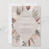 Invitation Boho Rustique Floral Pampas Grass Baby Sprinkle In (Devant)