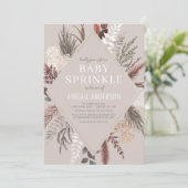 Invitation Boho Rustique Floral Pampas Grass Baby Sprinkle In (Debout devant)