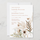 Invitation Boho Rustique Floral Pampas Grass Mariage de couro (Devant)
