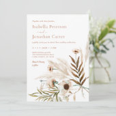 Invitation Boho Rustique Floral Pampas Grass Mariage de couro (Debout devant)