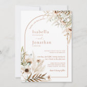 Invitation Boho Rustique Floral Pampas Mariage Arc de laiton (Devant)
