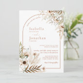 Invitation Boho Rustique Floral Pampas Mariage Arc de laiton (Debout devant)