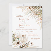 Invitation Boho Rustique Floral Pampas Mariage en herbe (Devant)