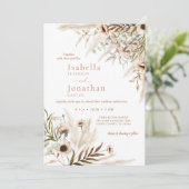 Invitation Boho Rustique Floral Pampas Mariage en herbe (Debout devant)
