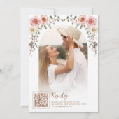 Invitation Boho Rustique Floral Photo Canopée Fête des mariée (Dos)