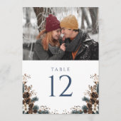 Invitation Boho Rustique Floral Pinecone Numéro de la table p (Dos)