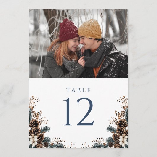 Invitation Boho Rustique Floral Pinecone Numéro de la table p (Dos)