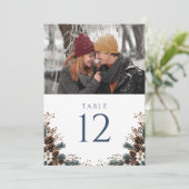 Invitation Boho Rustique Floral Pinecone Numéro de la table p (Debout devant)