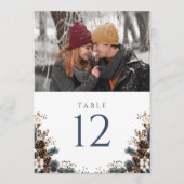 Invitation Boho Rustique Floral Pinecone Numéro de la table p (Devant)