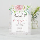 Invitation Boho Rustique Floral Sweet 16 Anniversaire (Debout devant)