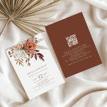 Invitation Boho Rustique Florals Texte Brown QR Code Mariage<br><div class="desc">Rustic Boho Florals Texte Brown QR Code Mariage. Belles fleurs automnales et graminées pampas et écriture brune terre Avec votre code QR à votre site mariage au dos afin que vos invités puissent RSVP et voir tous les détails en ligne sans besoin de pièces séparées. Votre code QR sera généré...</div>