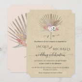 Invitation BOHO Rustique Herbe des Pampas Tropical Monogramme (Devant / Derrière)