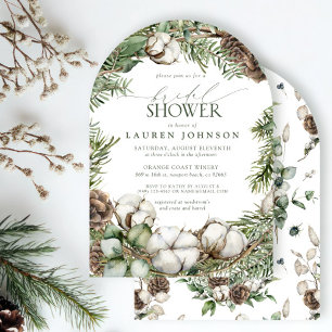 Invitation Boho rustique hiver verdure Fête des mariées Pinec