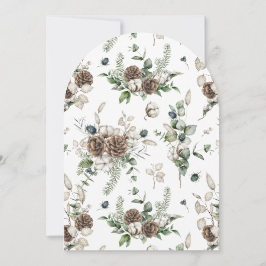 Invitation Boho rustique hiver verdure Fête des mariées Pinec (Dos)