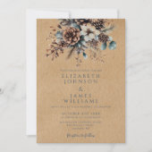 Invitation Boho Rustique Kraft Floral Pinecone Mariage (Devant)