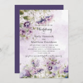 Invitation Boho Rustique Lavande violet Fleurs sauvages flora (Devant / Derrière)